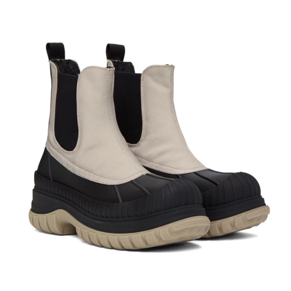 GANNI Outdoor Chelsea Boot in Sand & Black Chunky Style